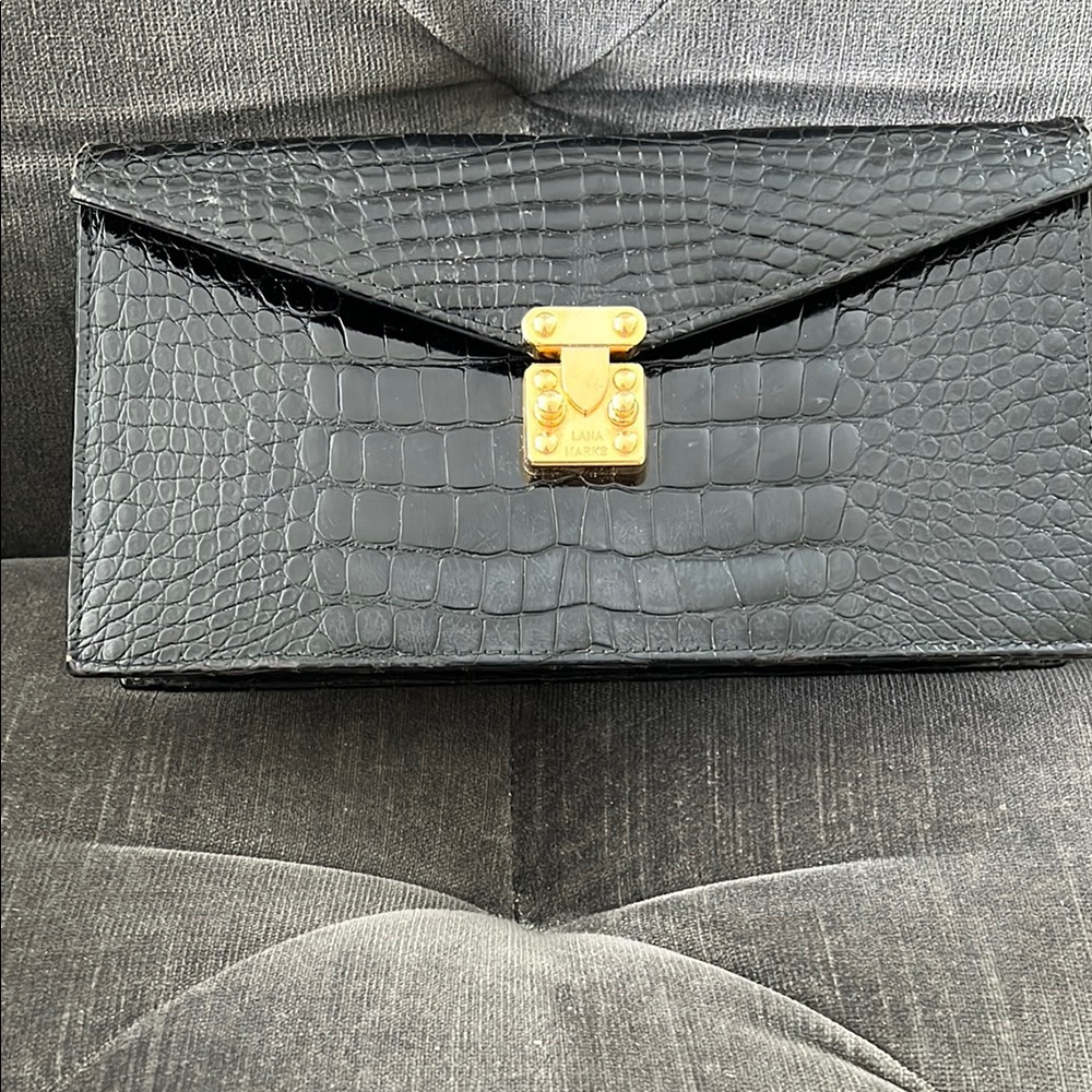 Lana Marks Crocodile Clutch with Gold Clasp